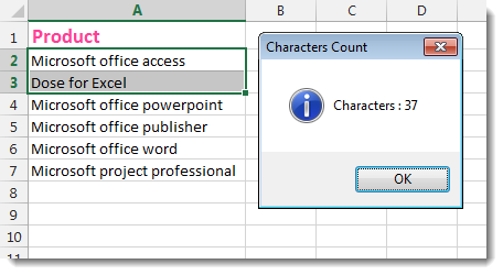 Excel Count Chars