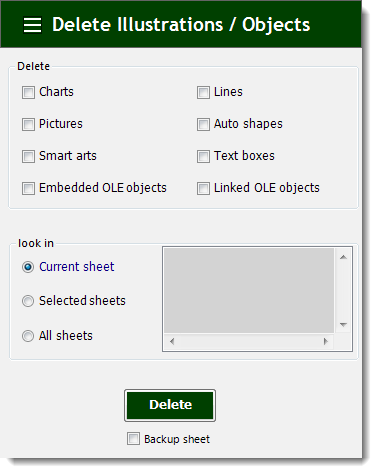 Excel Delete Illustrations and Objects