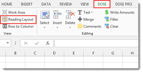 Excel Reading Layout